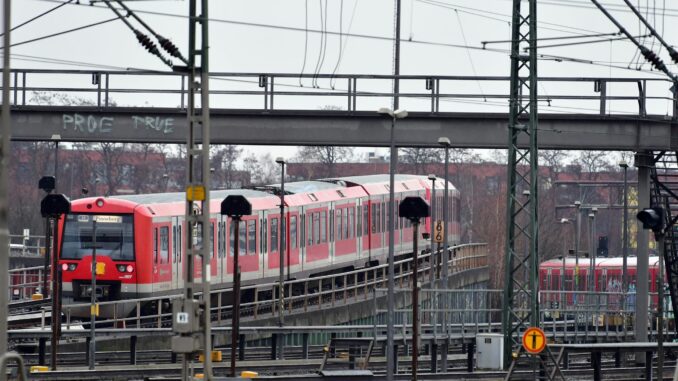 Stadtansicht Hamburg - S-Bahn In einer S-Bahn am Bahnhof Altona hat ein Mann den Hitlergruß gezeigt. (Illustration)