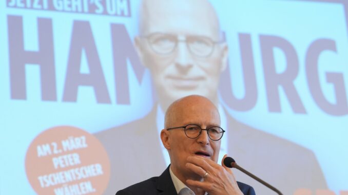Bürgerschaftswahlkampf - SPD Peter Tschentscher will in Hamburg mit den Grünen weiterregieren, sieht die Mehrheit aber in Gefahr.