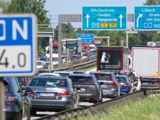 Seit Einführung einer neuen Verkehrsführung zur Schonung der Norderelbbrücke kommt es täglich zu Staus auf der A1. (Archivbild)