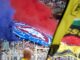 Fans von Holstein Kiel zündeten beim Abschied aus der Bundesliga ein Meer aus blau-roter Pyrotechnik.