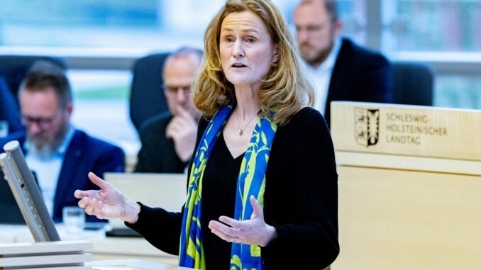 Landtagssitzung Schleswig-Holstein Schleswig-Holsteins Finanzministerin Silke Schneider (Grüne) will den Notkredit aus 2024 auf einen Schlag tilgen. (Archivbild)