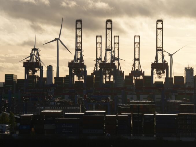 Am Containerterminal Burchardkai fuhr ein Containerschiff gegen den Kai. (Archivbild)