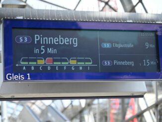 In Hamburg informiert eine Anzeige über die Auslastung einer S-Bahn.