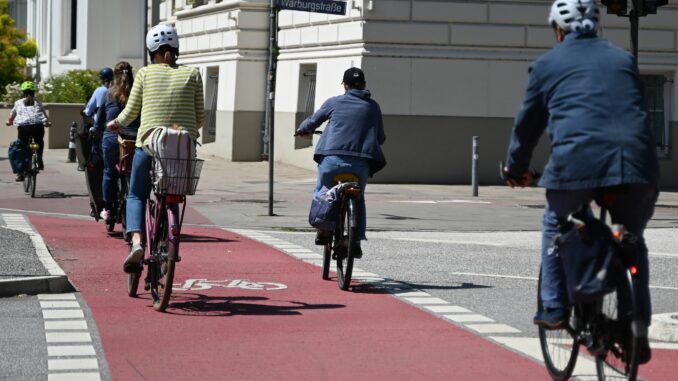 Fahrradfahrer in Hamburg Viele Fahrradfahrende fühlen sich laut einer Umfrage des ADFC auf Hamburgs Straßen nicht sicher. (Archivbild)