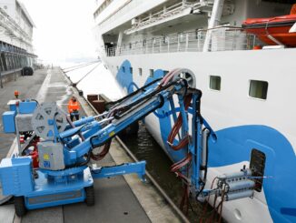 Ein Kreuzfahrtschiff wird im Hamburger Hafen mit Landstrom versorgt. (Archivbild)
